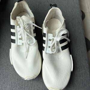 adidas White Sneakers with Black Stripe Detail